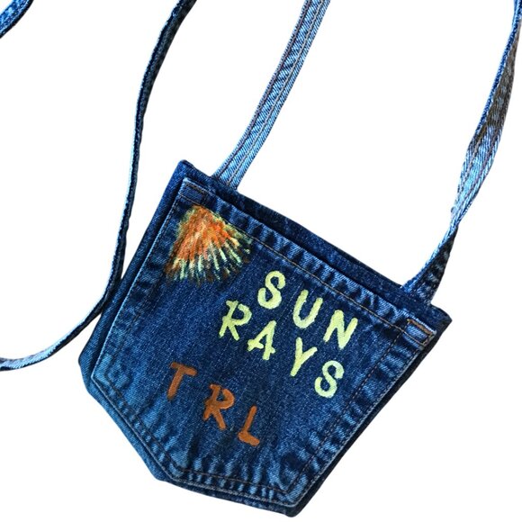 Handmade Crossbody Bag: Recycled Denim Table Rock Lake Theme Cell Phone Holder - Picture 9 of 12